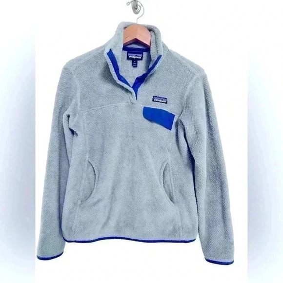 Patagonia 1/4 Snap Fleece Pullover Womens Small Gray Blue Pockets - Picture 7 of 7